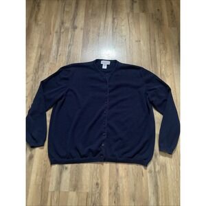 Pendleton Navy Cardigan Cotton Plus Size 2X Classic Preppy Button